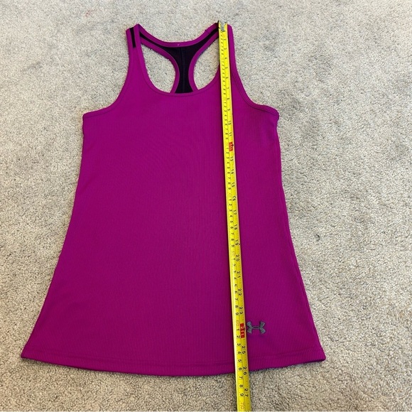 Under Armour heat gear fuchsia pink ribbed racer back tank top M - Picture 5 of 7